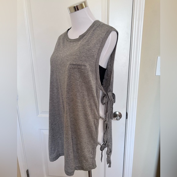 HELMUT LANG Sleeveless Gray Top with open sides w/ties Small (oversized style) - Picture 3 of 10